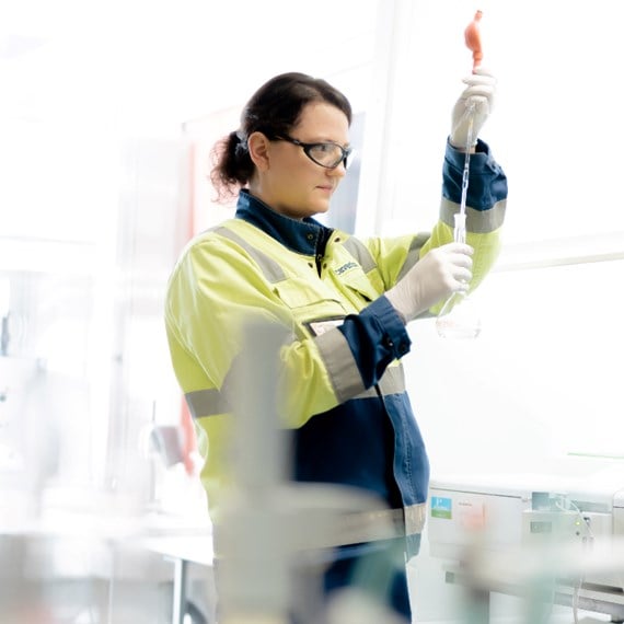Woman working in a CHP lab